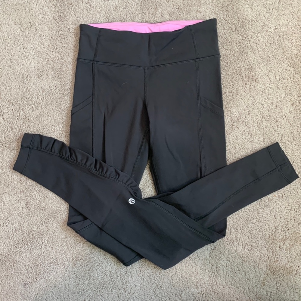 lululemon Speed Tight Full-On Luxtreme Soot and Light Pink Legging Size 2